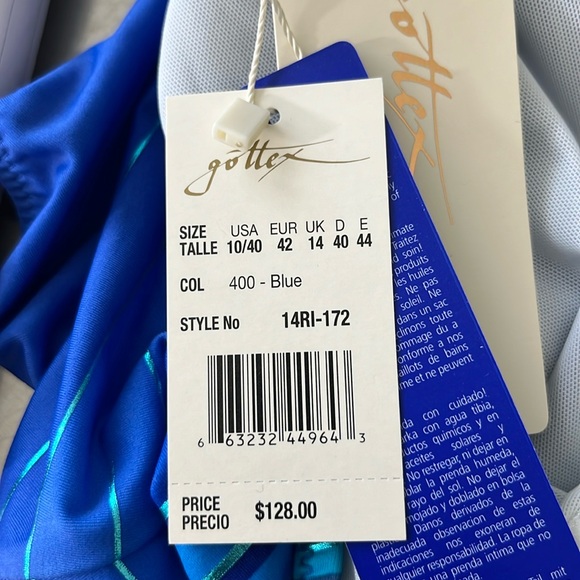 Gottex Cross Striped Ocean Riley Scoop back One Piece Wide Strap Tank Swim Suit - Picture 6 of 6